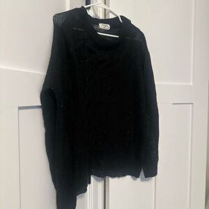 Zenana Outfitters Black Crew Neck Knit Sweater